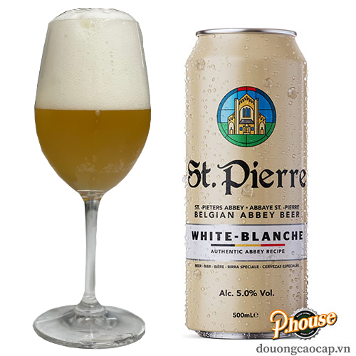 Bia St.Pierre White 5% - Lon 500ml - Bia Bỉ Nhập Khẩu TPHCM